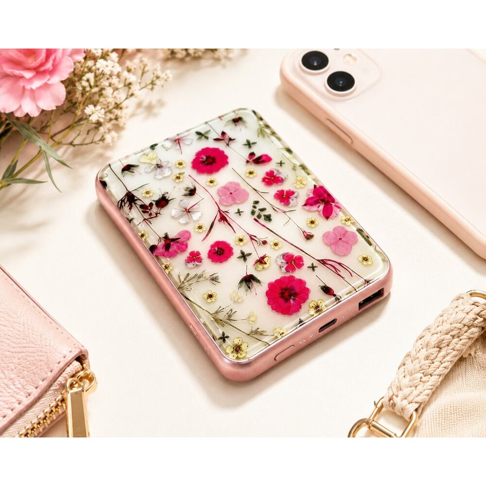 Heyday 5000mAh Portable Power Bank Multi Floral Pink Phone Charger Travel Cute